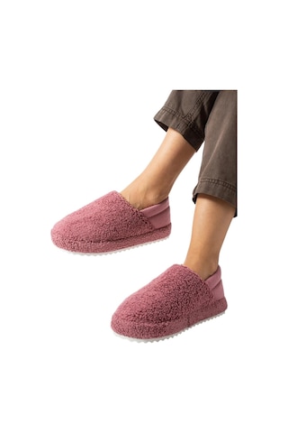 Kadın Lastikli Kaymaz Taban Peluş Havlu Kumaş Ev Ayakkabısı Panduf Pembe-pembe Pembe