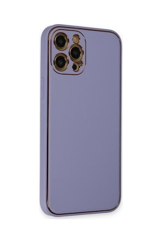 Newface Apple iPhone Uyumlu 12 Pro Max Kılıf Coco Deri Silikon Kapak - Glblseme - 85 Açık Lila