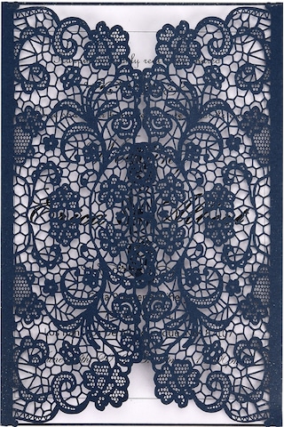 Springsun "10 Adet İnci Kağıdından Zarif Çiçek Desenli Davetiye Kartları - Düğün, Doğum Günü, Yıldönümü İçin" XL