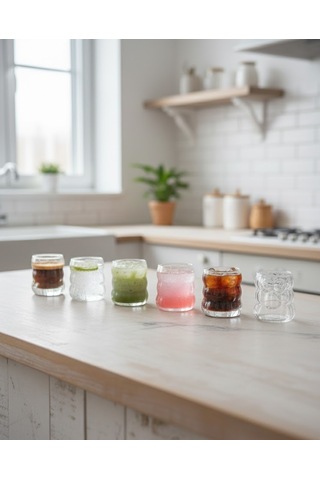6 Lı Kahve Yanı Su Bardağı Takımı Şeffaf Cam Mini Bardak & Espresso Yanı Bardak Takımı