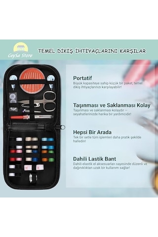 Dikiş Seti - Taşınabilir Mini Acil Durum Ve Seyehat Dikiş Kiti İplik, İğne, Makas, Mezura Dahil Seyahat Ve Ev Kullanımı İçin Kadın & Erkek Seti Set-3