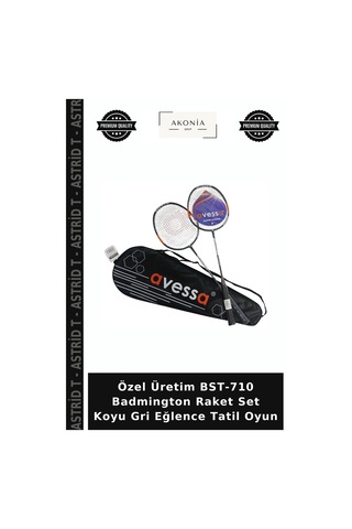 Özel Üretim Bst-710 Badmington Raket Set Koyu Gri Eğlence Tatil Oyun