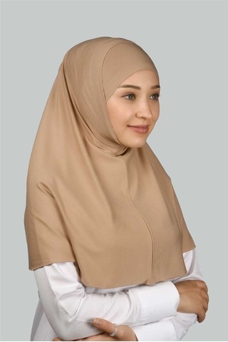 Altobeh İkili Set Pratik Eşarp Hazır Türban Ve Hijab Tesettür Bonesi Koyu Bej