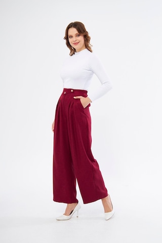 Lovelf Bol Paça Yünefekt Pantolon Bordo