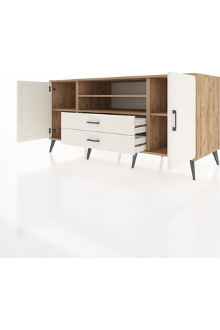 Kronos Konsol 4 Raflı 2 Çekmeceli 2 Kapaklı 176x59x83 Çam-aytaşı/aytaşı Atlas Çam
