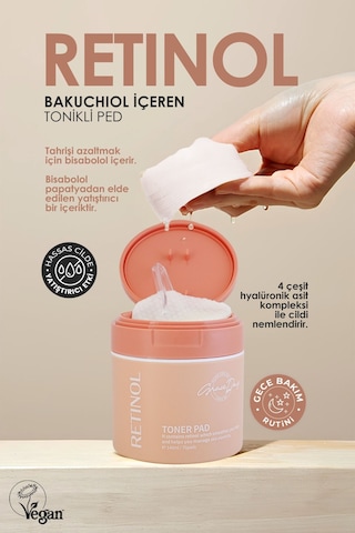 Grace Day Retinol ve Bakuchiol İçeren Tonikli Ped Grace Day Retinol Toner Pad 70 adet