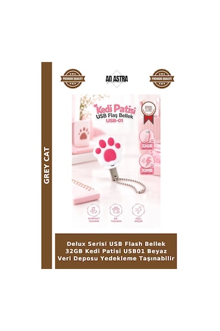 Delux Serisi Usb Flash Bellek 32gb Kedi Patisi Usb01 Beyaz Veri Deposu Yedekleme Taşınabilir