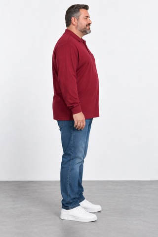 Bihan Store Erkek Battal Boy Petekli Uzun Kol Sweat 26k-116-bordo