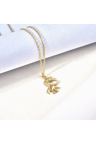 14 Ayar Mikron Altın Kaplama Midilli Atı Gümüş Kolye - Çocuk Ve Genç Kız Hediye Kolyesi - Cns00670 Altın