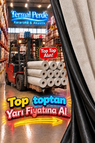 Keten Siyah Filmli Karartma Perdelik Top Kumaş - Krem
