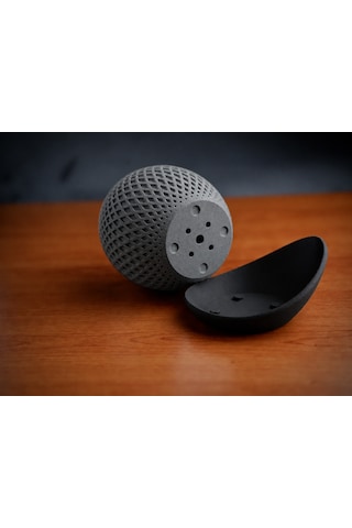Gees Global 3d Baskı Küre Saksı - Kafes Dokulu İki Parçalı Dekoratif Saksı - Gri-siyah Gbzs 24259439