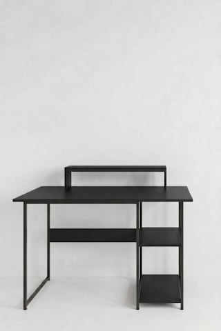 Vienna 2 Raflı Metal Ayak Çalışma Masası Laptop Masası Bilgisayar Masası 60x120cm Siyah- Siyah Siyah