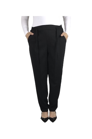 Kadın Beli Lastikli Boru Paça Pantolon Siyah