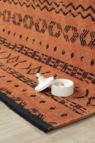 Gaia Kiremit Halı Yıkanabilir Kaymaz Taban Şönil Kilim Dokuma Pamuk Taban Kilim 10319 Kiremit