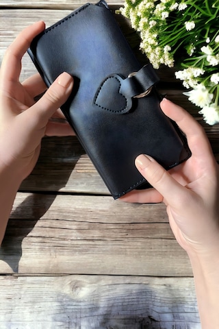 Ayleen Ayz İsme Kişiye Özel Hediye Yumuşak Derili Tokalı Ve Çok Bölmeli Siyah Bayan Kadın Cüzdan Aksesuar Kartlık Telefon Bölmeli Siyah
