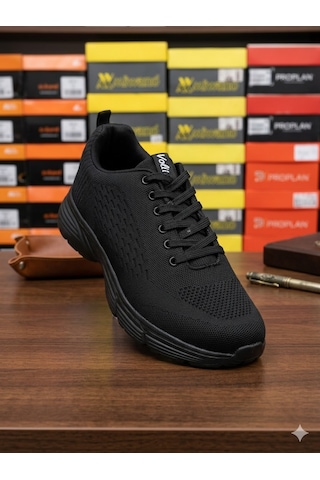 Volis M-232 Siyah Memory Foam Taban Büyük Numara Erkek Sneaker Ayakkabı 45-48 Siyah