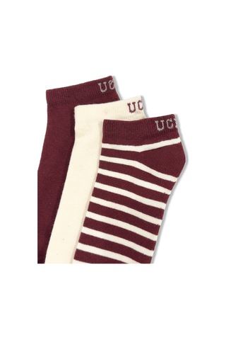 Ucla Lıoren 3'lü Bordo Kısa Jakarlı Pamuk Standard Fit Unisex Çorap