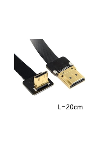 Hdmı To Hdmı 90 Derece Açıkhis Fpc Yassı Esnek / Ribbon Kablo