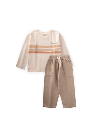 Cigit Brave Çizgili Mevsimlik Erkek Çocuk Takım - Ekru