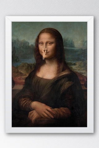 Burnu Mandallı Mona Lisa Çerçeveli Tablo - Wc Tuvalet İçin Tablo