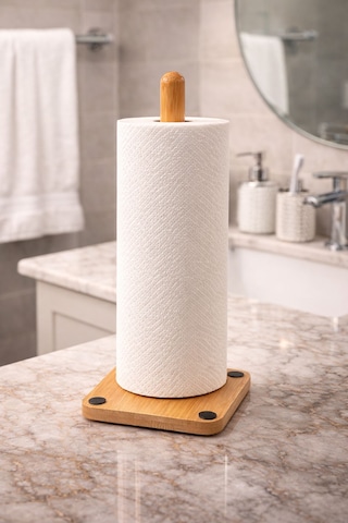 Bambu Kağıt Havluluk Düzenleyici Banyo Peçetelik Açık Sarı