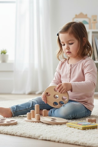 Ahşap Eğitici Dikey Silindir Puzzle Model Yapboz