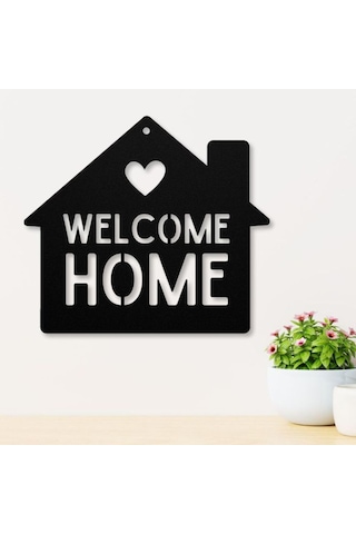 Welcome Yazılı Ev Figürlü Lazer Kesim Ahşap Duvar Tablosu İç Dekorasyon
