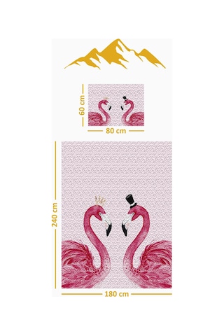 Flamingo Desenli Kadife Kumaş Kapitoneli Tek Kişilik Yatak Örtüsü Seti 2 Parça Tky0040 Çok Renkli