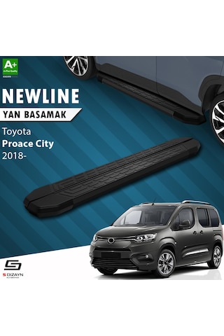 S-dizayn Toyota Proace City Uzun Şase Newline Siyah Yan Basamak 213 Cm 2018 Üzeri A+ Kalite