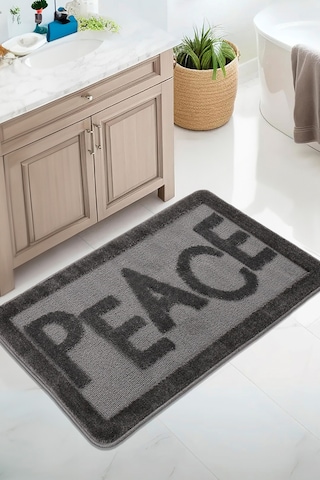 Doğal Kaymaz Taban Banyo Paspas Uzun Ömürlü Yumuşak Dokulu Su Emici Yıkanabilir Peace 60x100 Antrasit