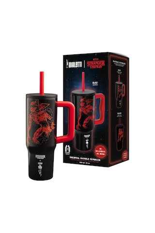 Lexroo Stranger Things Saplı Termos Bardak Pipetli Kapak - Karanlıkta Parlayan - 900 Ml Çok Renkli