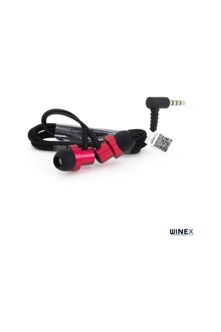 Winex Mıknatıslı Metal Mikrofonlu Kablolu Kulakiçi Kulaklık Kırmızı