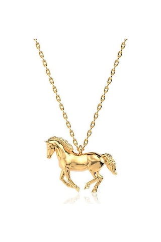 İndigo Takı Sade Minik Koşan At Altın Kaplama Gümüş Kolye