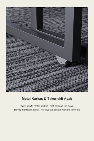 Mira Beyaz 4'lü Zigon Sehpa Takımı Tekerlekli İç İçe Sehpa Seti