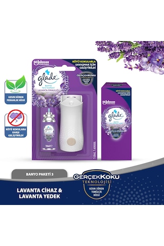 Glade Banyo Cihaz + Yedek Lavanta Oda Kokusu 2'li Glade Banyo Cihaz + Yedek Lavanta Oda Kokusu 2'li