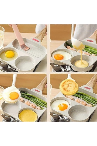 Adet Ev Tipi Dört Delikli Kızartma Tavası Mutfak Tavası Yapışmaz Tava Kahvaltı Yumurta Hamburger Küçük Kızartma Tavası Biftek Tencere Diğer