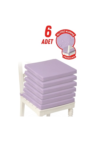 4'lı Sandalye Minderi Su İtici Kumaş 40x40 Cm Sünger Sandalye Minderi Bağcıklı Lila