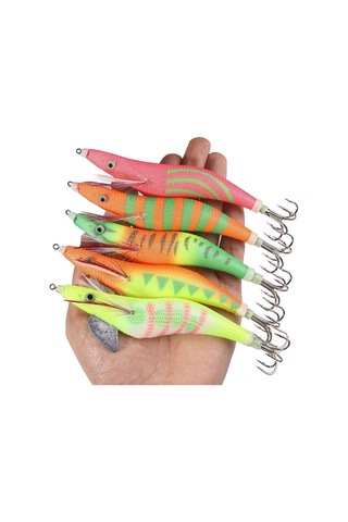 22 Renk / Set Hengjıa Sj059 Aydınlık Ahşap Karides Kukla Yem Kalamar Kancası Sert Yem, Boyut: 15cm 28g