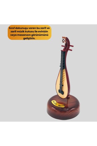 Klasik Ud Figürlü Melodili Ahşap Müzik Kutusu Dekoratif Hediyelik
