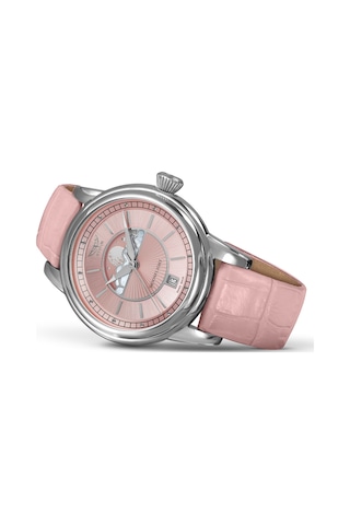 V.1.33.0.257.4 Pembe Deri Kayışlı 36 Mm Kadın Kol Saati Safir Cam 2 Yıl Garantili Pembe - 860619371 Metalik
