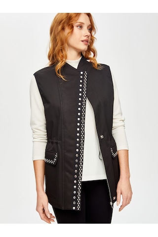 Troklu Şerit Detaylı Beli Tünelli İçi Kapitone Yelek 69451 U6945110 Siyah