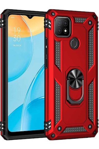 Oppo A15s Kılıf Tank Zırh Yüzüklü Mıknatıslı Standlı Kapak Vega