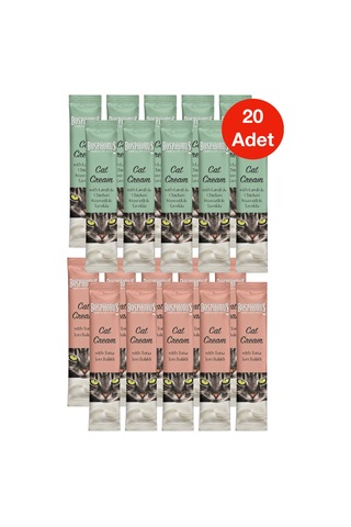 10 Adet X Ton Balıklı Kedi Kreması 15 G + 10 Adet X Kuzu Etli Ve Tavuklu Kedi Kreması 15 G