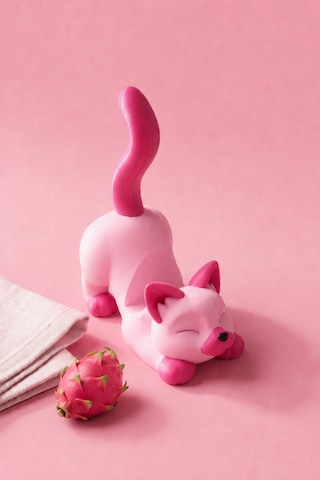 Pembe Kedi Figürlü Telefon Tutucu Stand - 3d Baskı Ofis Masaüstü Aksesuarı Ve Biblo