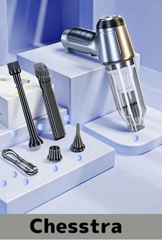 7 Başlıklı Şarjlı Kablosuz 2 Fonksiyonlu 4000 Mah Vakumlu El Süpürgesi Üflemeli Araç Oto Süpürgesi