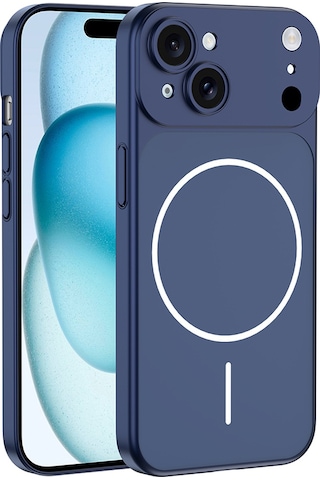 Techaks Apple Uyumlu iPhone 14 Kılıf Tchs M-safe Şarj Özellikli Kamera Korumalı Spark Kapak - Mavi Mavi