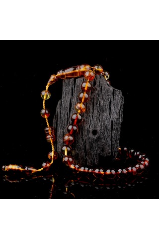 Küre Kesim Sistem Fosilli Damla Kehribar Tesbih