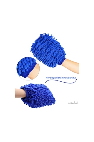 Ultra Yumuşak Mikrofiber Yıkama Eldiveni - Çift Yönlü Makarna Mavi 1 Adet