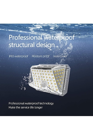 Geeksen Güneş Enerjili 90 Led 130 Lumen 120 Derece 8.5m Algılama Mesafeli Duvar Lambası, 2'li Set - Dım/sünnetten Güneşe Modları