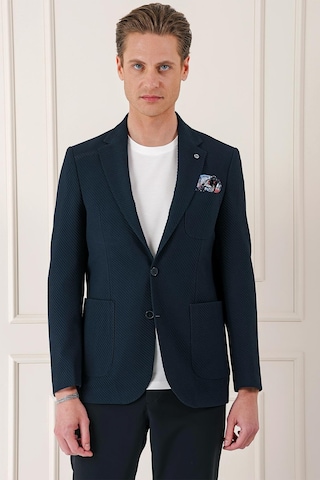 Comfort Fit Torba Cep Şeritli Dokuma Pamuk Casual Lacivert Ceket C 670 Lacivert